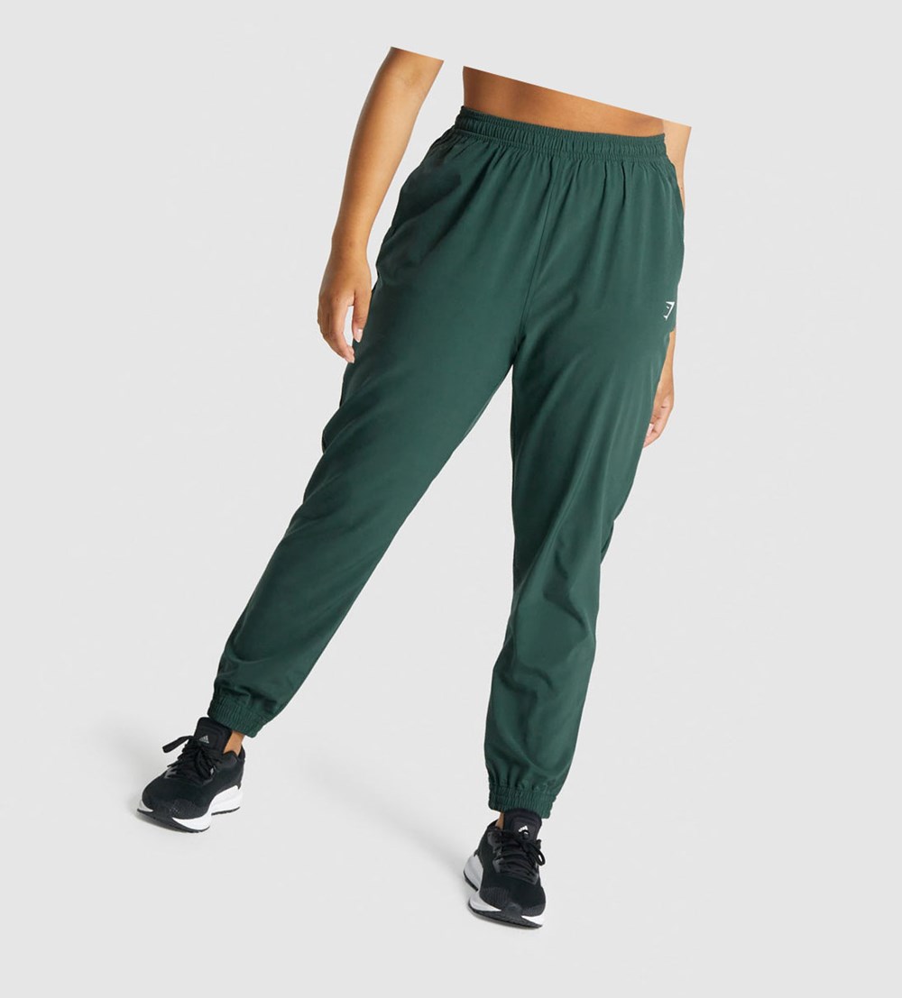 Pantalones Jogger Gymshark Ofertas - Entrenamiento Woven Mujer Verdes Oscuro